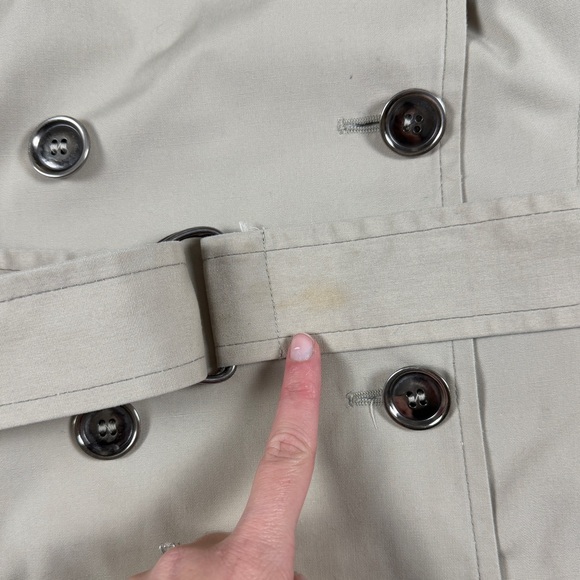 VTG London Fog Tan Double Breasted Belted Long Trench Coat Womens 8P Lightweight - Picture 9 of 14